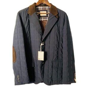 Riviera Red Quilted Jacket Water Repellent Elbow Patches Sueded Collar NWT 46R